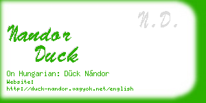 nandor duck business card
